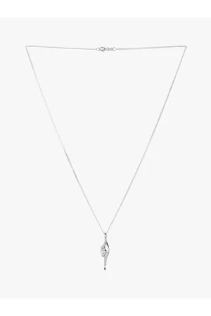 FableStreet Rhodium-Plated 925 Sterling Silver Studded Curl Necklace