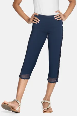Allen Solly Girls Navy Blue Sequinned Trousers