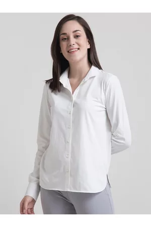 FableStreet Women White Knitted Shirt