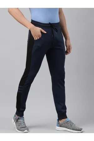 Joven Men Blue Solid Cotton Joggers