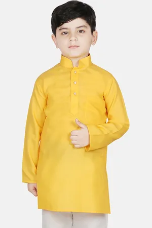 SG Boys Yellow Solid Straight Kurta