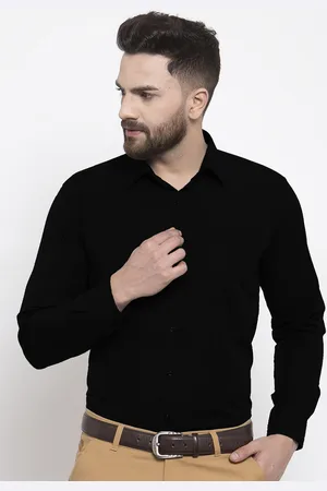 English Navy Men Black Slim Fit Formal Shirt