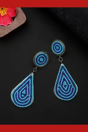 Cardinal Blue Teardrop Shaped Drop Earrings