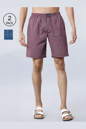 Highlander Men Red Checked Lounge Shorts