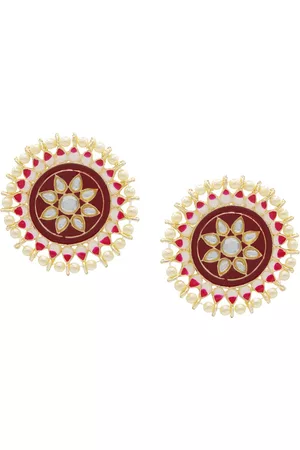 Asmitta Jewellery Brown Gold-Plated Contemporary Studs Earrings
