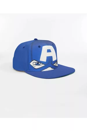 BONKIDS Boys Blue & White Printed Cotton Flat Brim Cap