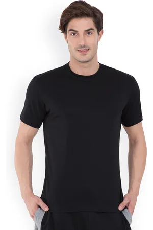 Jockey Men Black Solid Round Neck Pure Cotton T-shirt