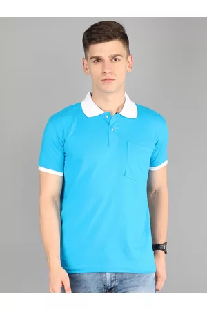 Fleximaa Men Blue & White Polo Collar T-shirt