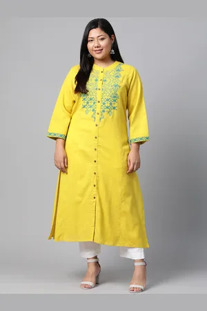 Divena World Women Yellow Solid A-Line Kurta