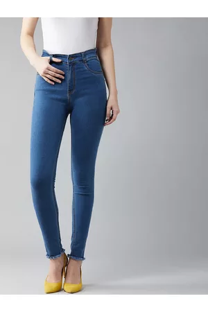 DOLCE CRUDO Women Blue Skinny Fit High-Rise Clean Look Stretchable Jeans