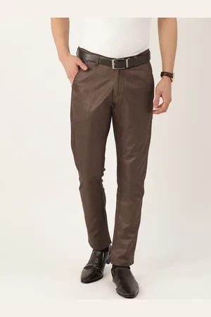 SOJANYA Men Brown Smart Fit Solid Smart Casual Trousers