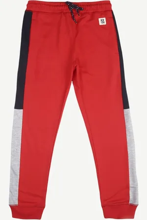 Alan Jones Boys Red & Grey Solid Joggers