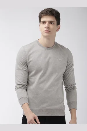 Park Avenue Men Grey Solid Sweatshirt