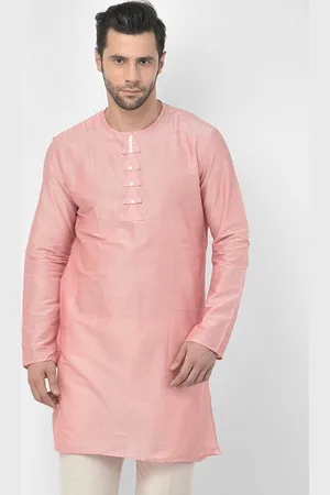 DEYANN Men Peach-Coloured Cotton Kurta