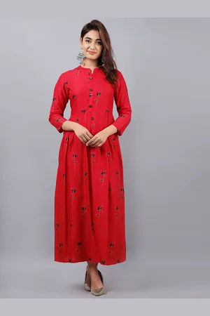 DORIYA Women Pink Ethnic Motifs Embroidered Thread Work Floral Kurta