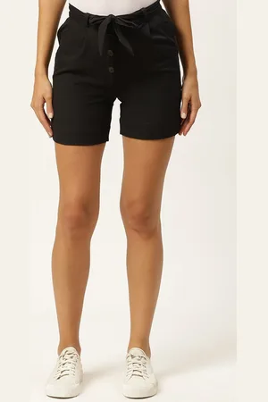 IQRAAR Women Black Cotton Hot Pants