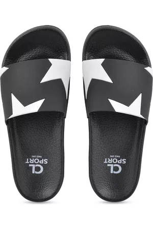 Carlton London Women Black & White Printed Sliders