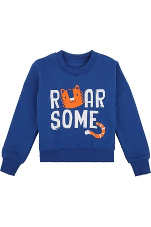 DYCA Boys Blue & White Printed Cotton Sweatshirt