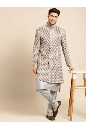 KISAH Men Printed Kurta & Indowestern Sherwani with Churidar Set