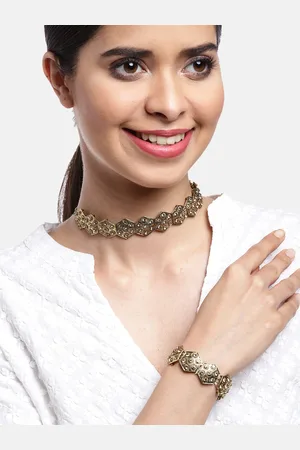 Kord Store Women Gold Plated Set Of 2 Necklace Set And Bracelate