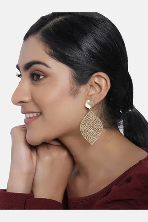 justpeachy Gold-Plated Filigree Contemporary Drop Earrings