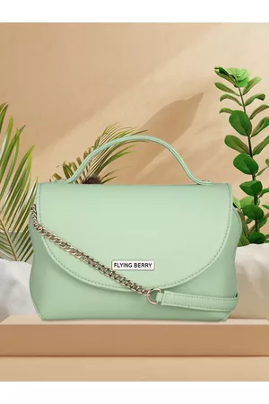 FLYING BERRY Green PU Structured Satchel