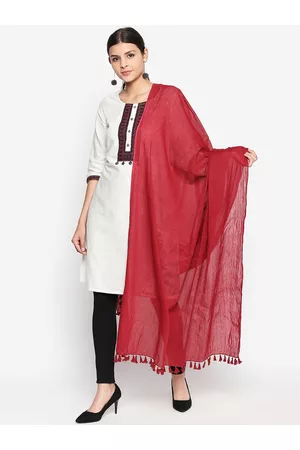 Pantaloons Red Solid Pure Cotton Dupatta