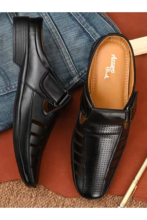 Azzaro Men Black Ethnic Shoe-Style Sandals