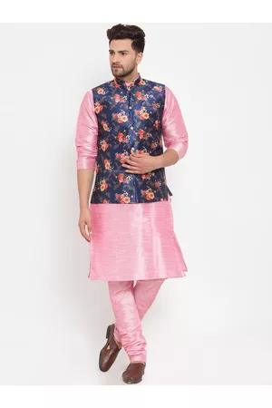 Kraft Men Kurta with Churidar & Printed Nehru Jacket