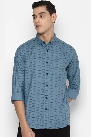 Forever 21 Men Blue Slim Fit Opaque Printed Pure Cotton Casual Shirt