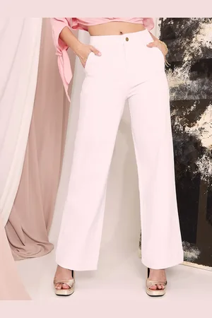 Styli Women Off White Premium Cotton High Rise Wide Leg Jeans