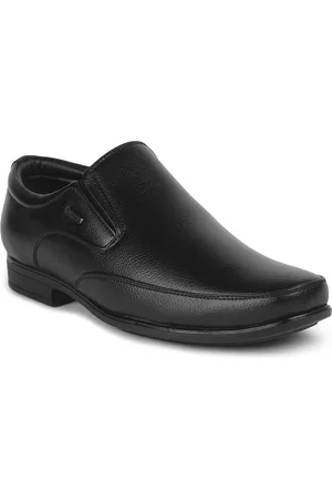 Liberty Men Black Solid Formal Slip-On Shoes