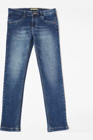 Crimsoune Club Girls Blue Solid Heavy Fade Stretchable Jeans