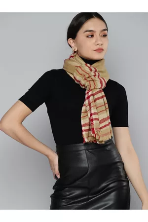 Sassafras Women Beige & Maroon Printed Stole
