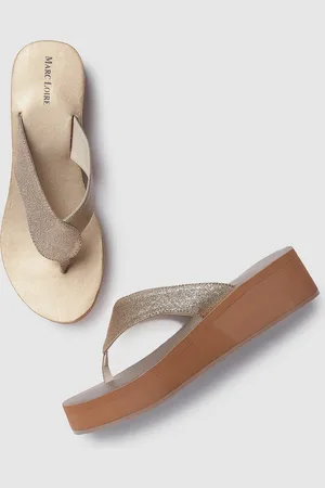 Marc Loire Women Gold-Toned Shimmer Flatform Heels