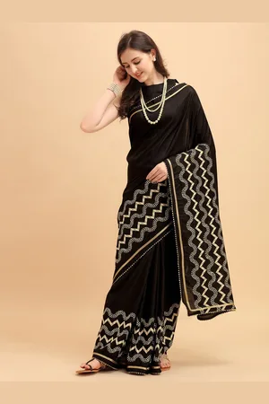 Sangria Women Zari and Sequinned Embroidered Saree with Blouse Piece