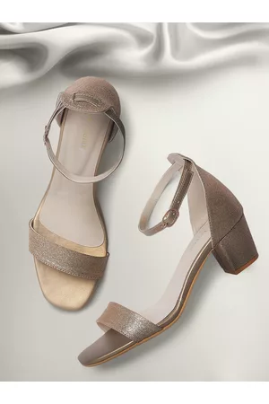 Marc Loire Women Gold-Toned Embellished Block Heels