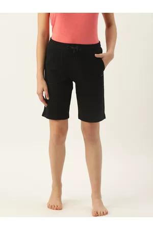 ENAMORA Women Mid-Rise Cotton Bermuda Lounge Shorts With Side Pockets