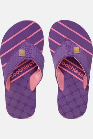 toothless Girls Purple & Pink Printed Thong Flip-Flops
