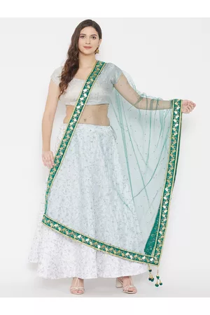 Clora Creation Green & Gold-Toned Ethnic Motifs Embroidered Dupatta with Sequinned