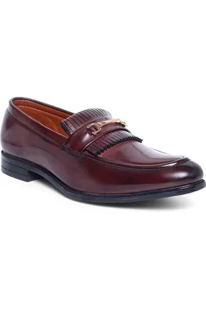 MUTAQINOTI Men Red Patent Leather Loafers