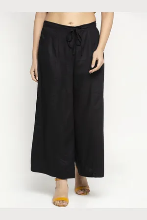 Ayaany Women Black Solid Wide Leg Palazzos