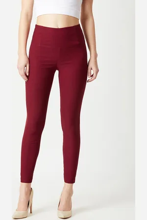 Miss Chase Women Maroon Solid Skinny-Fit Jeggings