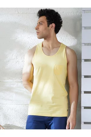 DaMENSCH Men Yellow NEO-Cool Cotton Sleeveless Lounge T-shirt DAM-TT-AC