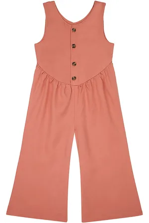 Mothercare Girls Pink Sleeveless Pure Cotton Basic Jumpsuit