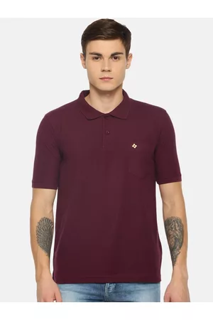 dollar Men Maroon Solid Polo Collar T-shirt
