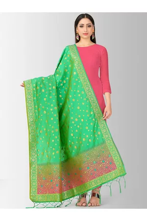 Mimosa Green Woven Design Dupatta