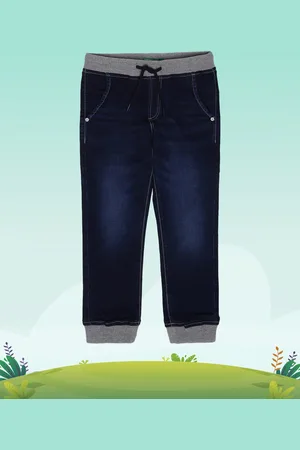Benetton Boys Navy Blue Low Distress Light Fade Jeans