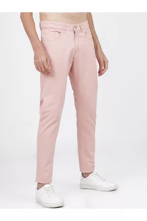 Ketch Men Pink Tapered Fit Chinos Trousers