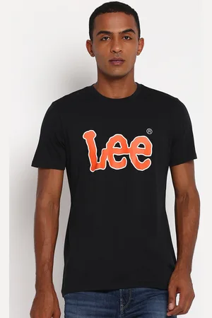 Lee Men Black Brand Logo Printed Slim Fit T-shirt